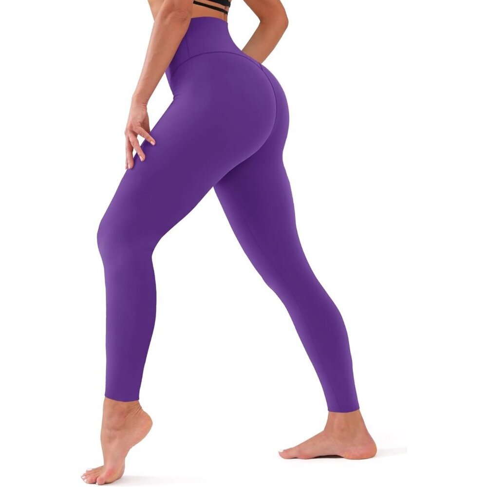 Women's Dark Purple Tummy Control Through Workout Soft Yoga High Waisted Legging
